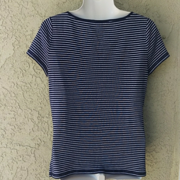 Ralph Lauren blue/wht striped shirt blouse - Picture 4 of 8